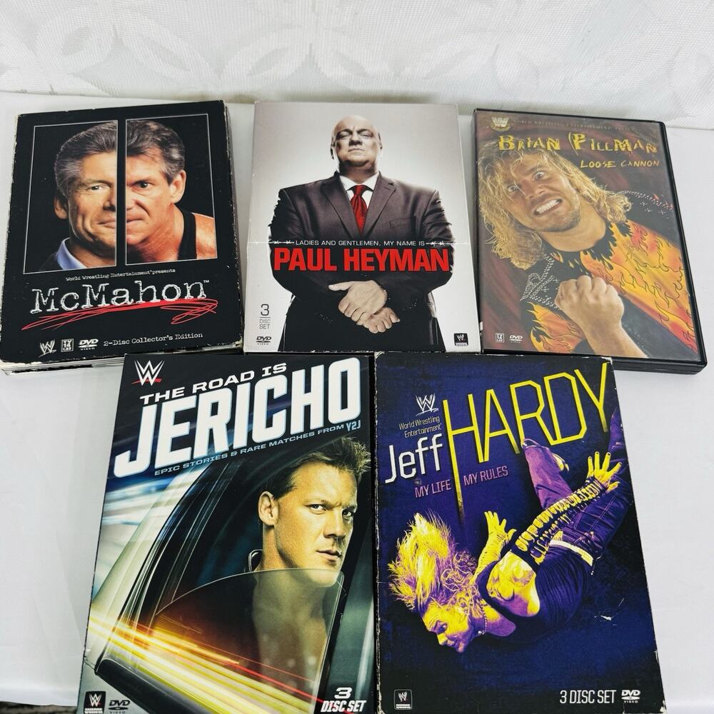 5 WWE DVD Lot McMahon, Herman, Brian Pullman, Jeff Hardy & Road Is Jericho